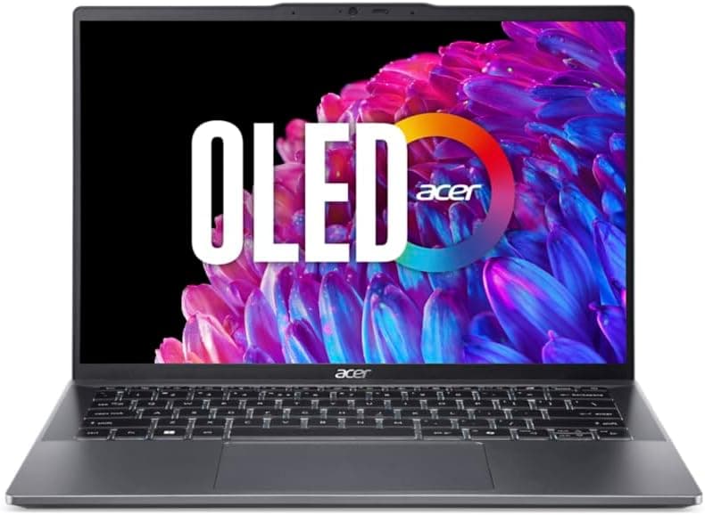 acer Swift Go 14 I PC Portable 14" 2.8K OLED 90Hz I AMD Ryzen 5-8645HS I 16Go RAM DDR5 I 512Go SSD I AMD Radeon Graphics I Windows 11 Home I Gris I Clavier FR AZERTY I SFG14-63-R11S