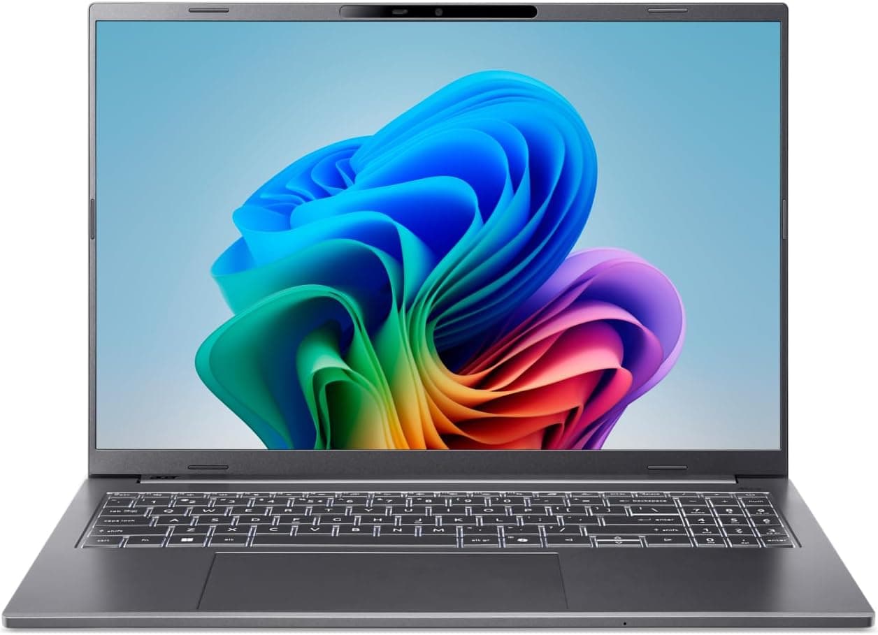 acer Aspire 16 I PC Portable 16" WUXGA I Copilot+ PC I Snapdragon X Plus X1-26-100 (IA) I 16Go RAM I 512Go SSD I Qualcomm Adreno I Autonomie XL I Windows 11 I Clavier FR AZERTY I Gris I A16-11M-X39Z