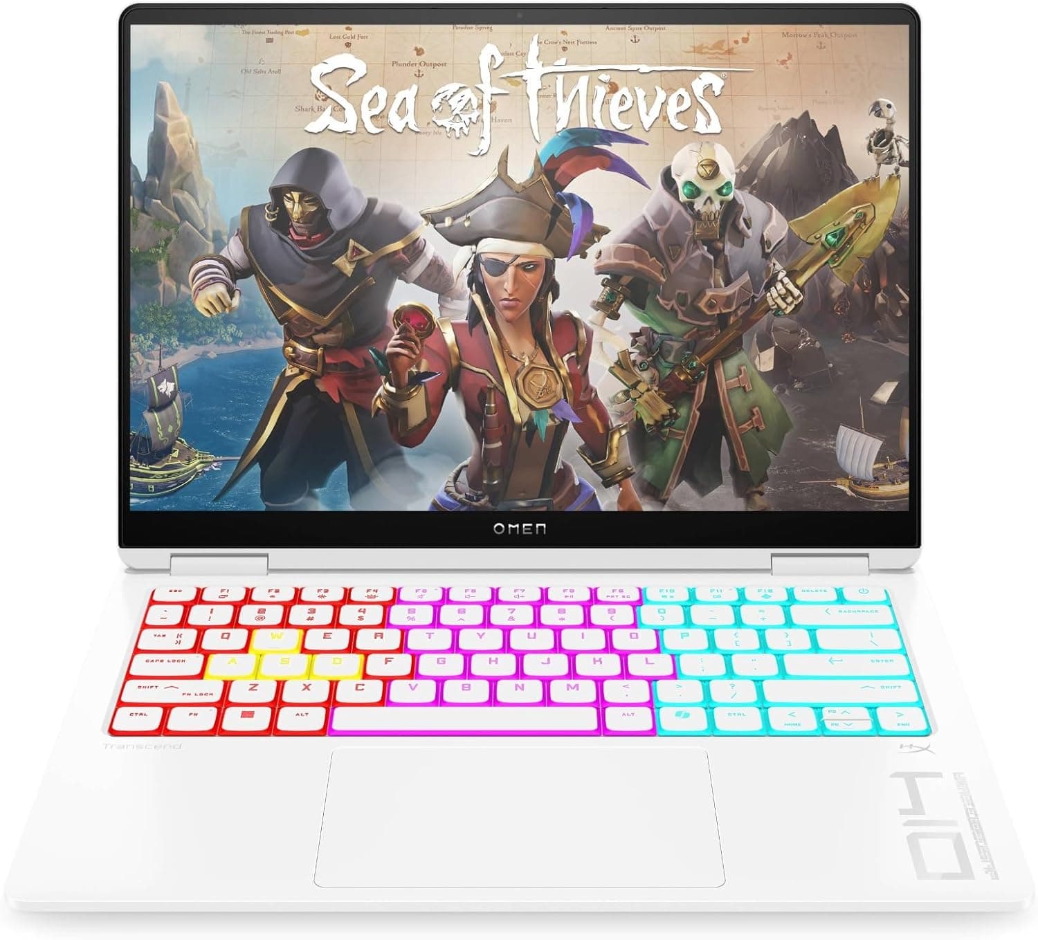 HP Omen Transcend 14-fb1000sf Ordinateur Portable Gaming 14" 2.8K OLED 120 Hz, PC Portable Gamer (Intel Core 7 255H, RAM 32 Go, SSD 1024 Go, Nvidia GeForce RTX 5060 8Go, Windows 11), Laptop Blanc