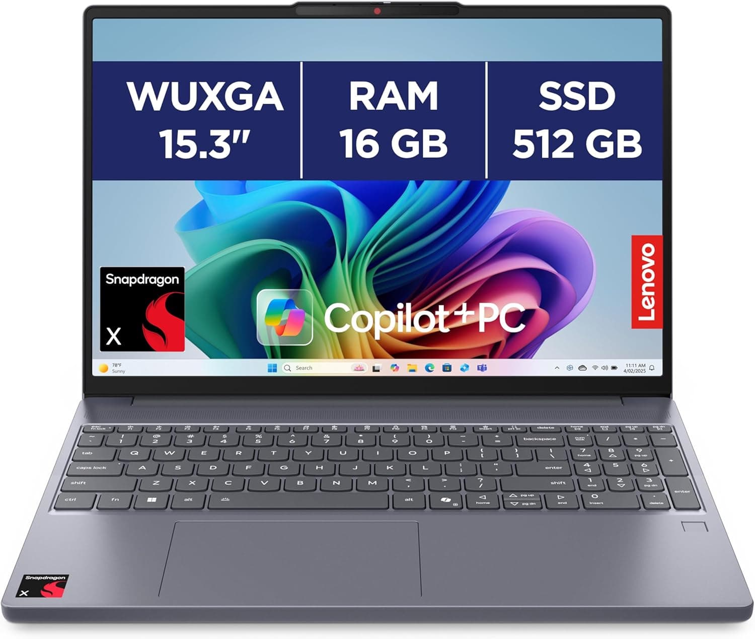Lenovo IdeaPad Slim 3 15.3" Snapdragon X 16 Go 512 Go SSD